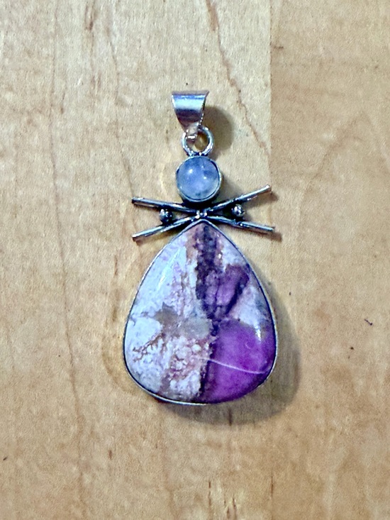Jewelry - Outstanding Cobalt Calcite Teardrop Pendant Necklace - 925 Plated/Stamped